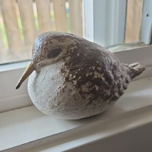 Rustic Brown and White Bird Figurine
